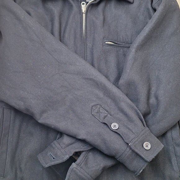 Vintage Abercrombie & Fitch Wool bomber jacket zip navy preppy pea coat academia - Picture 3 of 10